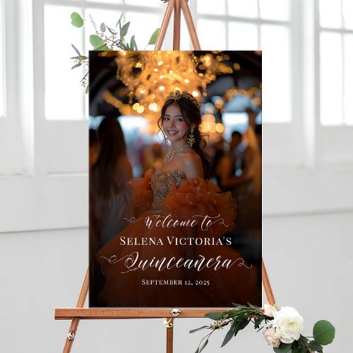 Quinceanera photo welcome sign elegant script foam board