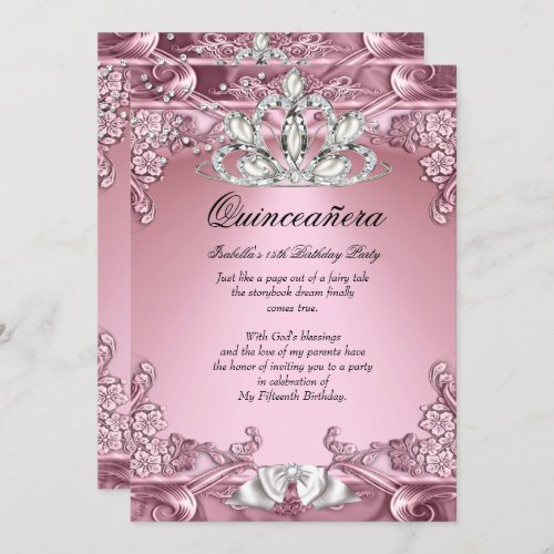 Quinceanera Pink 15th Birthday Party Invitation