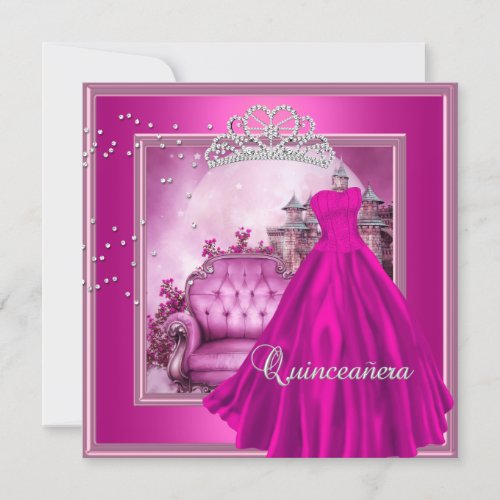 Quinceanera Pink 15th Birthday Party Magical Invitation