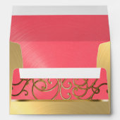 Quinceanera Pink and Gold Filigree Swirls Envelope (Back (Bottom))