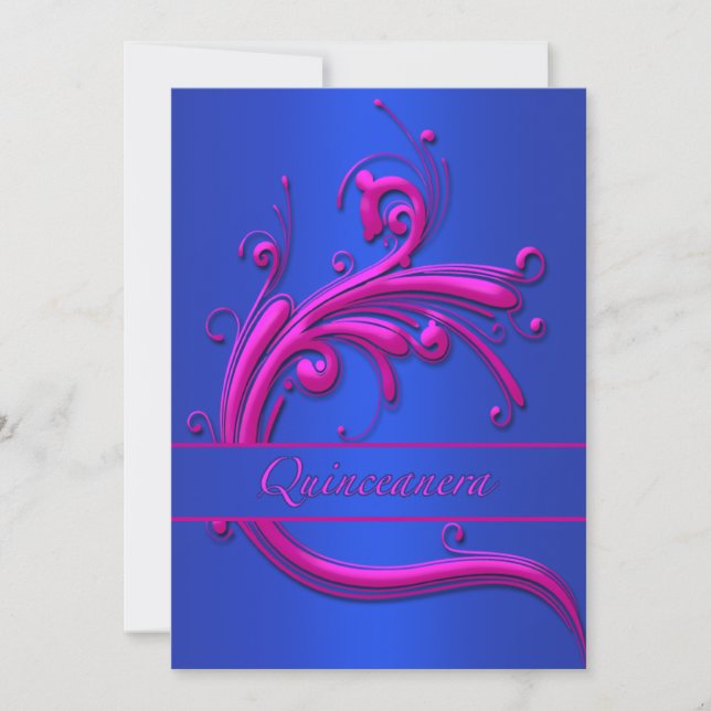 Quinceanera Pink Blue 15th Birthday Invitation (Front)