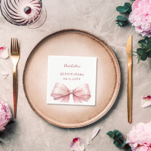 Quinceanera pink bow elegant napkins