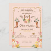  QUINCEANERA Pink Charra Watercolor Invitation (Front/Back)
