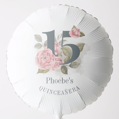 Quinceanera Pink Floral 15th Birthday Balloon
