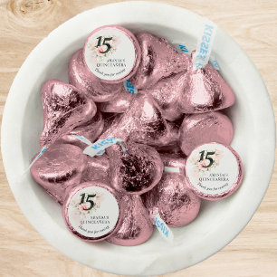 Quinceanera Pink Floral 15th Birthday Blush Rustic Hershey®'s Kisses®