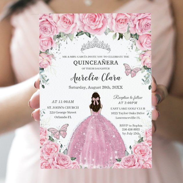 LP タモリ How About This VIH28272 INVITATION /00260 quinceanera_pink_floral_butter