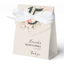 Quinceanera Pink Floral Eucalyptus 15th Birthday Favor Boxes