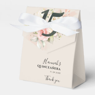 Quinceanera Pink Floral Eucalyptus 15th Birthday Favor Boxes