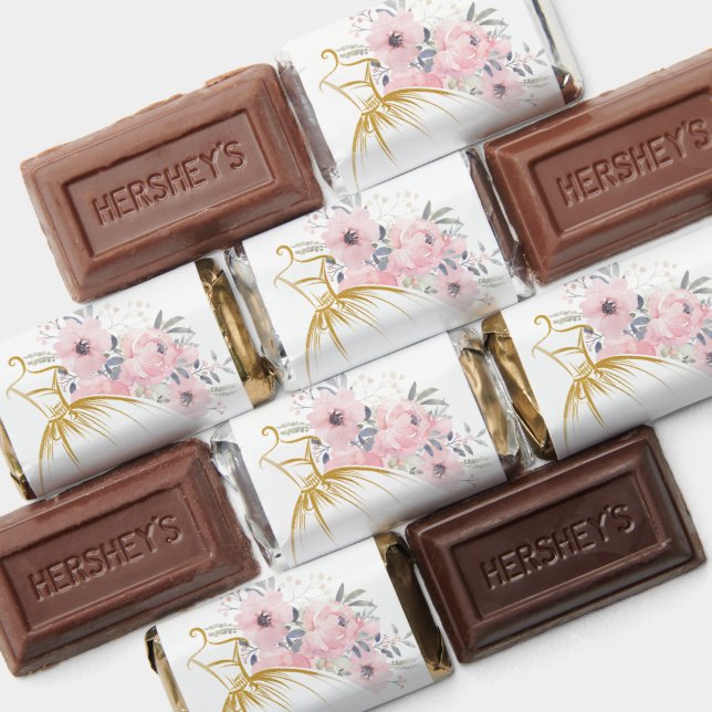 Quinceanera Pink Floral Gold Dress Birthday Party Hershey's Miniatures (Assorted)