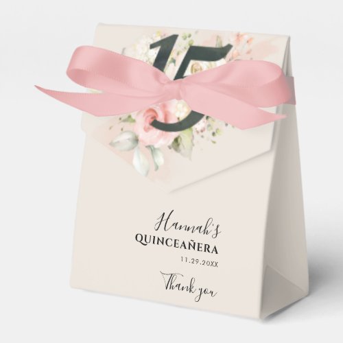 Quinceanera Pink Floral Script 15th Birthday Party Favor Boxes