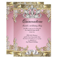 Quinceanera Pink Gold 15th Birthday Party Invitation