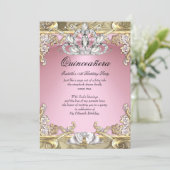 Quinceanera Pink Gold 15th Birthday Party Invitation (Standing Front)