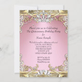 Quinceanera Pink Gold 15th Birthday Party Invitation (Back)