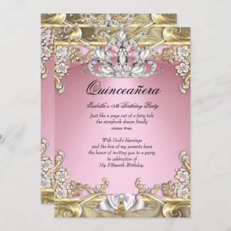 Quinceanera Pink Gold 15th Birthday Party Invitation