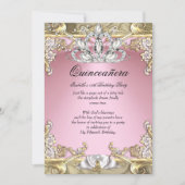 Quinceanera Pink Gold 15th Birthday Party Invitation (Front)