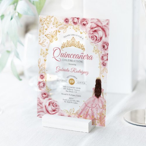 Quinceanera Pink Gold Floral