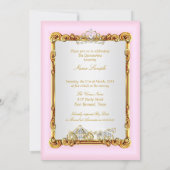 Quinceanera Pink Gold Horse Carriage Fairytale Invitation (Back)