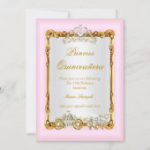 Quinceanera Pink Gold Horse Carriage Fairytale Invitation (Front)