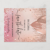 Quinceanera pink rose gold budget save the date flyer (Front)