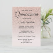 Quinceanera Pink Rose Gold Glitter 15th Birthday Invitation (Standing Front)