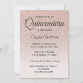 Quinceanera Pink Rose Gold Glitter 15th Birthday Invitation (Front)