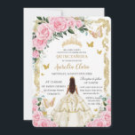 Quinceañera Pink Roses Floral White Dress Princess Invitation<br><div class="desc">Personalize this lovely quinceañera invitation with own wording easily and quickly,  simply press the customize it button to further re-arrange and format the style and placement of the text.  Matching items available in store!  (c) The Happy Cat Studio</div>