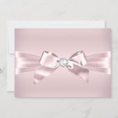 Quinceanera Pink Silver Diamond Bow pearl Tiara Invitation (Back)