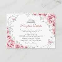 Quinceanera Pink Silver Floral Details