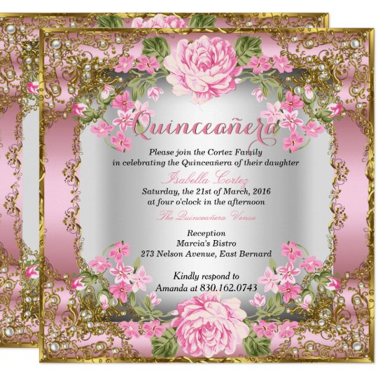 Quinceanera Invitations Pink And Gold 10