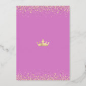 Quinceañera Pink Watercolor Crown Girly Real Gold Foil Invitation (Back)