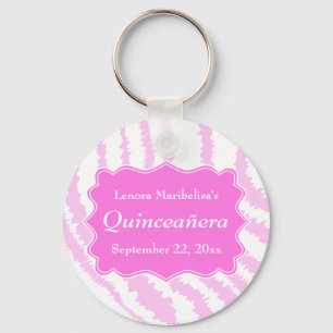 Quinceanera Pink Zebra Print Pattern Keychain