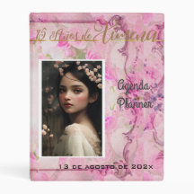 Quinceanera Planner/Agenda /Journal en Rosa y Oro