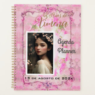 Quinceanera Planner/Agenda /Journal en Rosa y Oro Planner