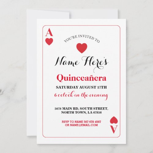Quinceanera Playing Card Ace Vegas Birthday Party