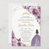 Quinceañera Plum Mauve Purple Floral Mis Quince 15 Invitation (Front)
