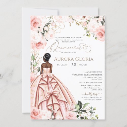 Quinceanera Pretty in Pink Beautiful Blush 15 Bday Invitation