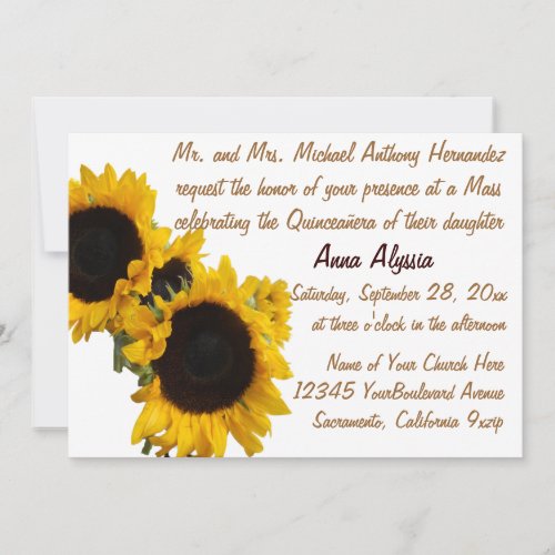 Quinceanera Pretty Sunflowers Invitation