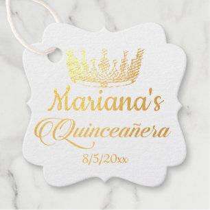 Quinceanera Princess Crown Foil Foil Favor Tags