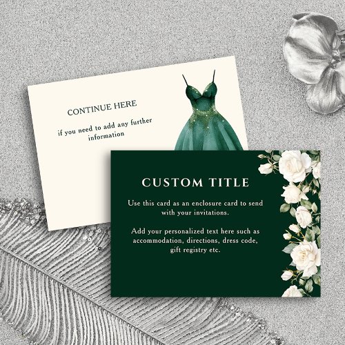 Quinceanera Princess Dress and Roses Green Custom Enclosure Card