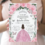 Quinceañera Princess Pink Floral Vintage Silver Invitation<br><div class="desc">Personalize this lovely quinceañera invitation with your own wording easily and quickly,  simply press the customize it button to further re-arrange and format the style and placement of the text.  Matching items available in store!  (c) The Happy Cat Studio</div>