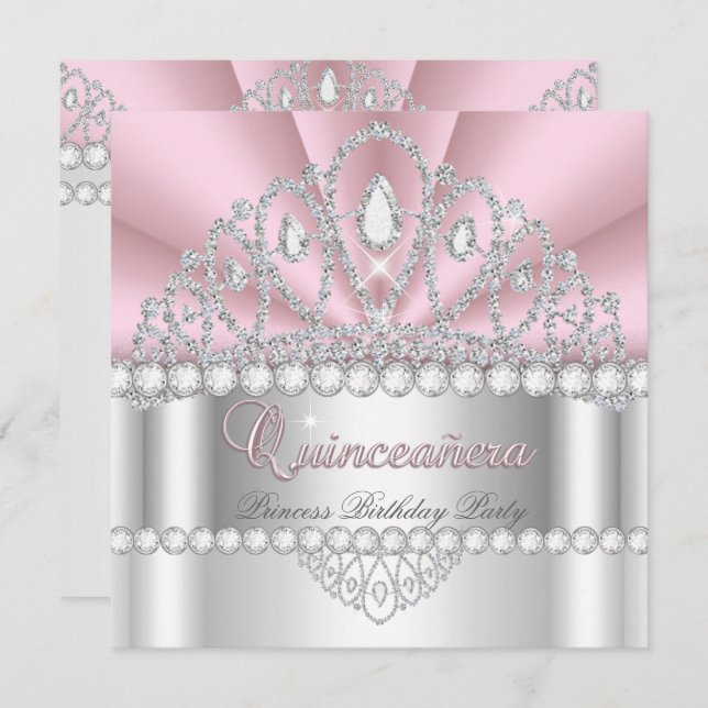 Quinceanera Princess Tiara Birthday Party Invitation (Front/Back)