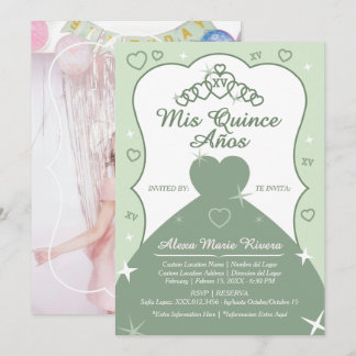 Quinceanera Princess Tiara Glitter Photo Invitation