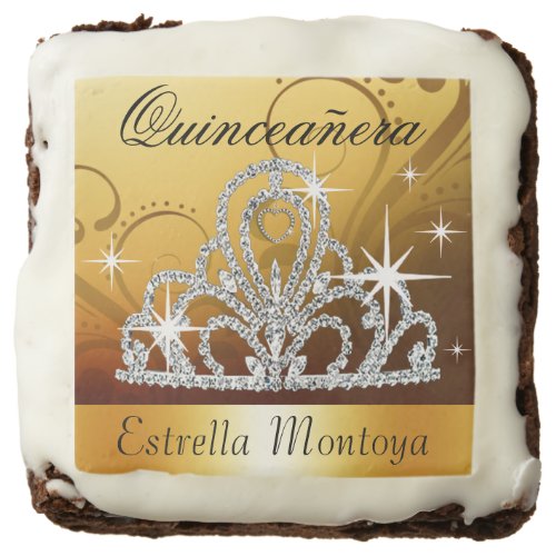 Quinceanera Princess Tiara Sweet 15  yellow Chocolate Brownie