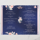 Quinceanera Program Blush Floral Navy Glitter Gown (Back)