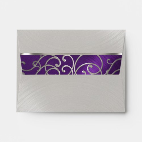 Quinceanera Purple and Silver Filigree Swirls Envelope