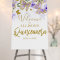 Quinceanera Purple Butterflies Floral Welcome Sign