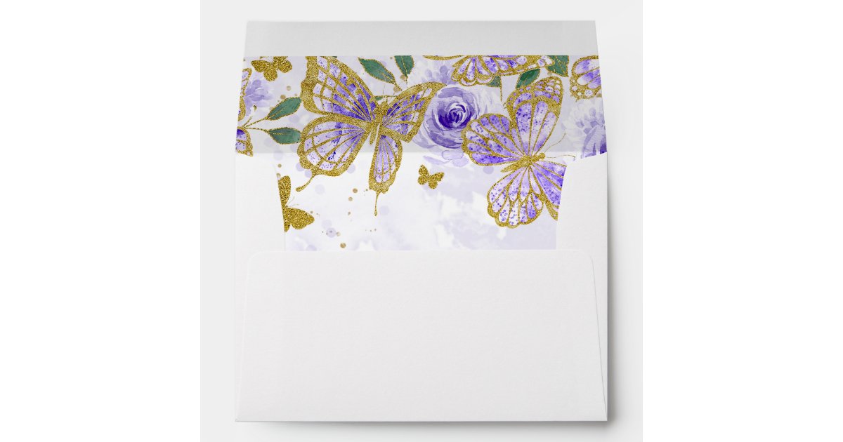 Light Purple Floral Butterflies and Silver Geometric 5X7 Cardstock