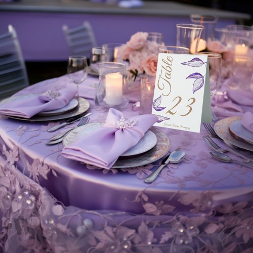 Quinceaera Purple Foliage  Table Tent Sign