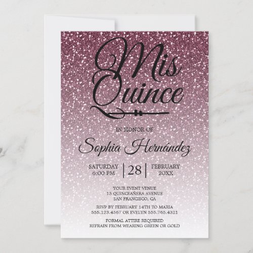 Quinceaera Purple Glitter 15th Birthday  Invitation