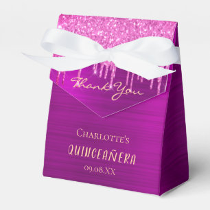 Quinceanera purple glitter drips glamorous favor boxes